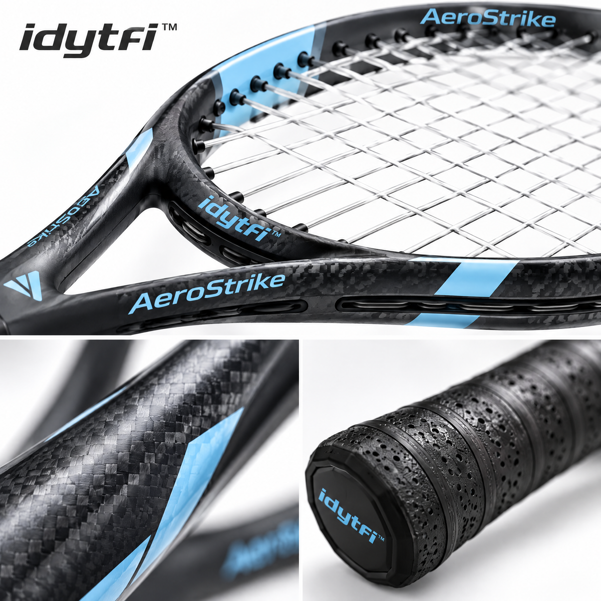 idytfi™ AeroStrike Performance Tennis Racket — detail