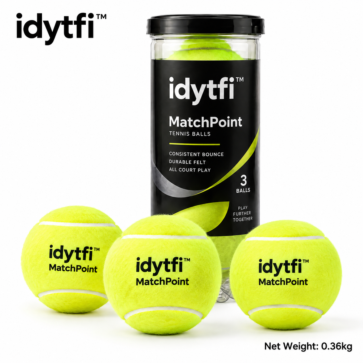 idytfi™ MatchPoint Tennis Ball Set — weight or alternate view