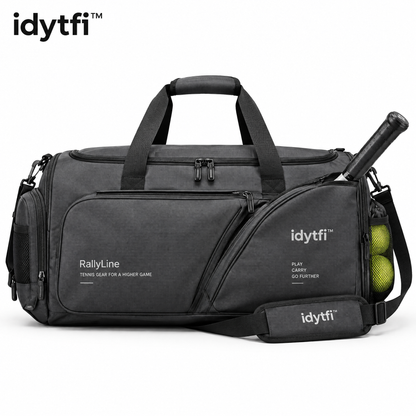 idytfi™ RallyLine Tennis Racket Duffel — white background