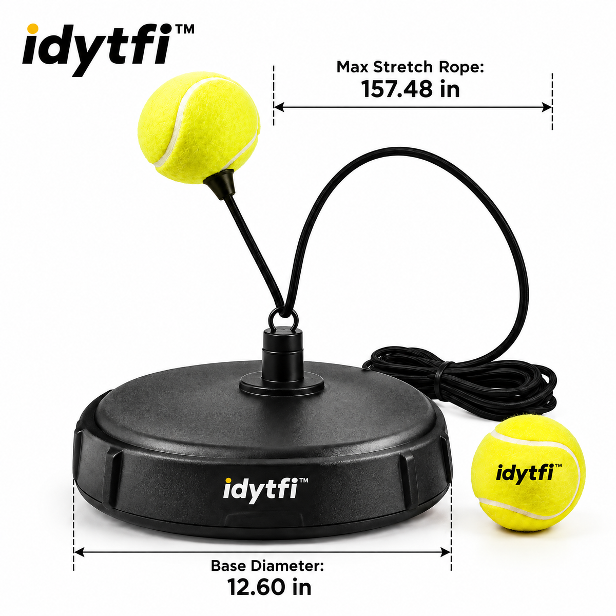 idytfi™ RallyReturn Solo Tennis Trainer — dimensions
